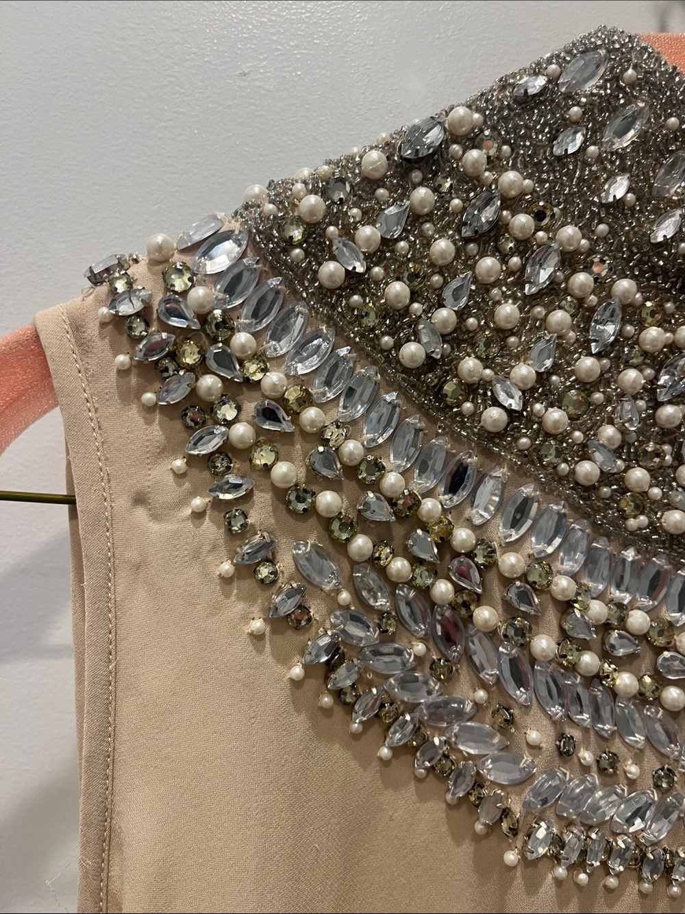 Haute Hippie Champagne Beaded Mock Neck Sleeveless Top - Picture 3 of 15